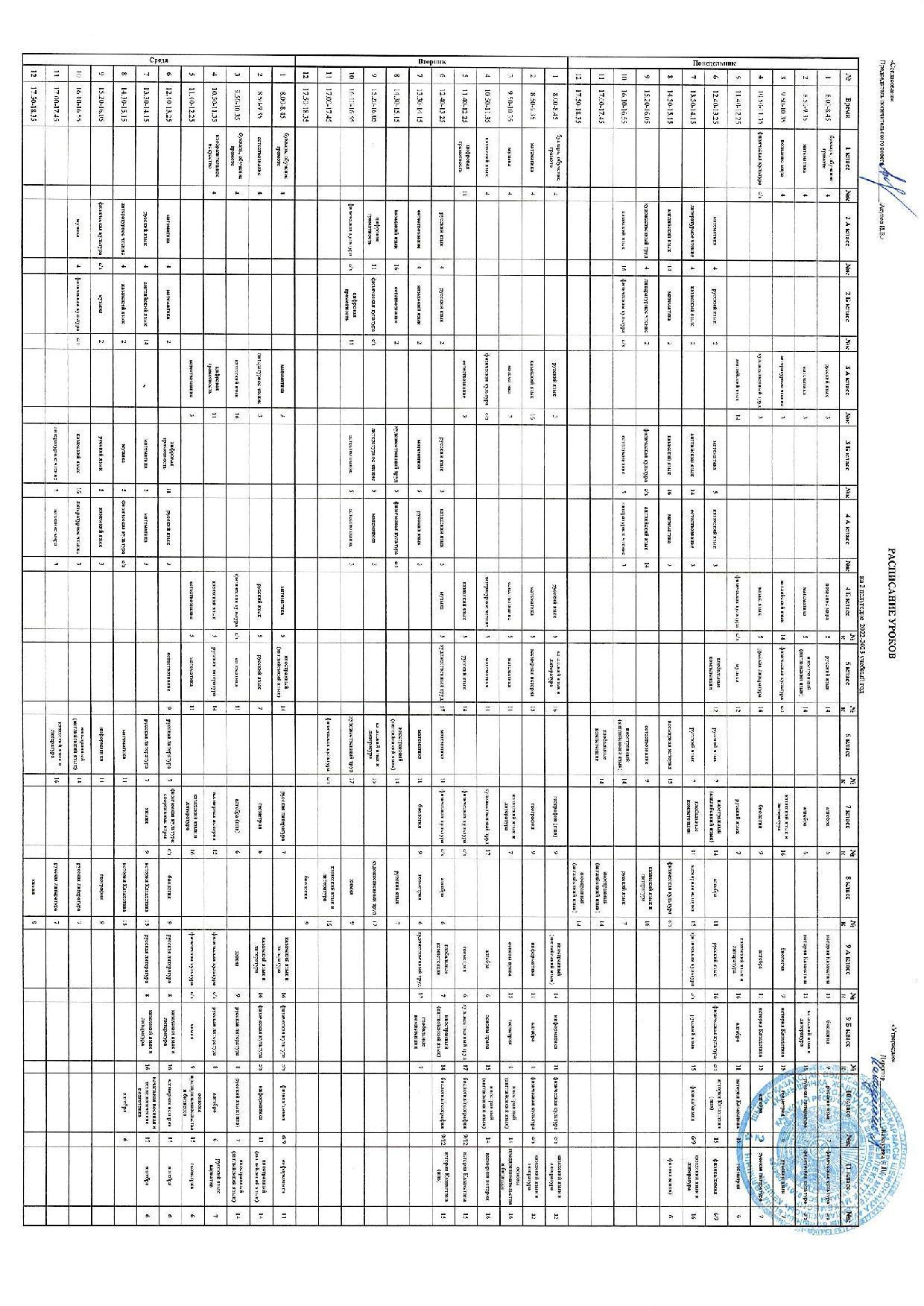 Расписание уроков на 2 полугодие  2022-2023 учебный год
